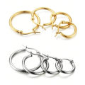4 Pairs Silver Stainless Steel Hoop Stackable Earrings for Women, 14K Gold Plated Simple Cute Huggie Earrings for Girl. 