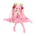 Anime Hatsune Miku Anime figure Pink dress Sitting posture PVC model action toys Cherry pink cherry blossom decorations. 