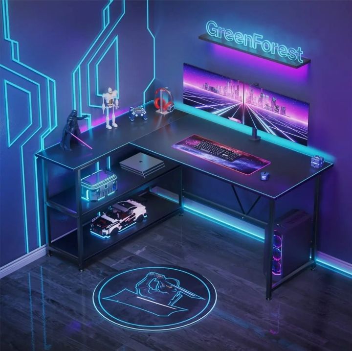 L Shaped Desk with Storage Shelves Corner Computer Desk PC Laptop Study Table  (Customised)