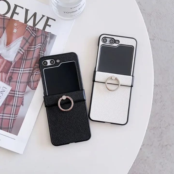 Litchi%20Patterned%20Leather%20Phone%20Case%20for%20%20%20Z%20Flip%207%206%205%204%203%20Flip6%20Flip5%20Flip4%20Flip7%205G%20Ring%20Holder%20Shockproof%20Cover%20-%20Image%205