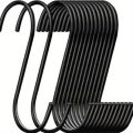 Black Heavy Duty Stainless Steel S Hooks-Easy to Install,Long-Lasting Wall Mounting Solution for Kitchen Accessories. 