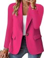 2025 New Women's Fashion Solid Button Suit Coat Lapel Long Sleeve Hatless Casual Coat/Jacket Oversized Work Office Business. 