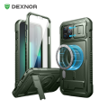 For iPhone 13 Pro Max Full Body Rugged Armor Shockproof Magnetic Case with Camera Cover and Built-in Screen Protector Kickstand. 