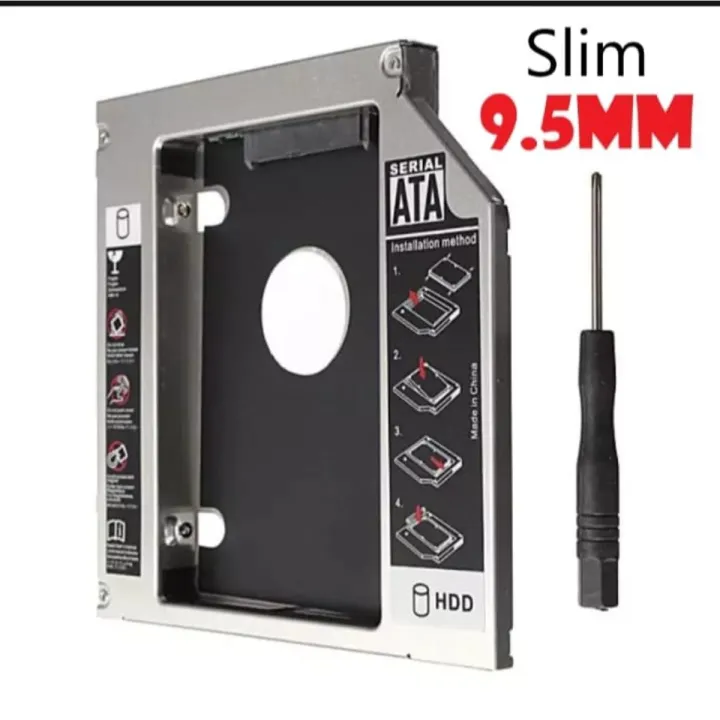9.5mm%20SATA%20HDD%20caddy,%20which%20is%20a%20device%20used%20to%20install%20a%20second%20hard%20drive%20or%20SSD%20in%20a%20laptop's%20optical%20drive%20bay.%C2%A0%20-%20Image%202
