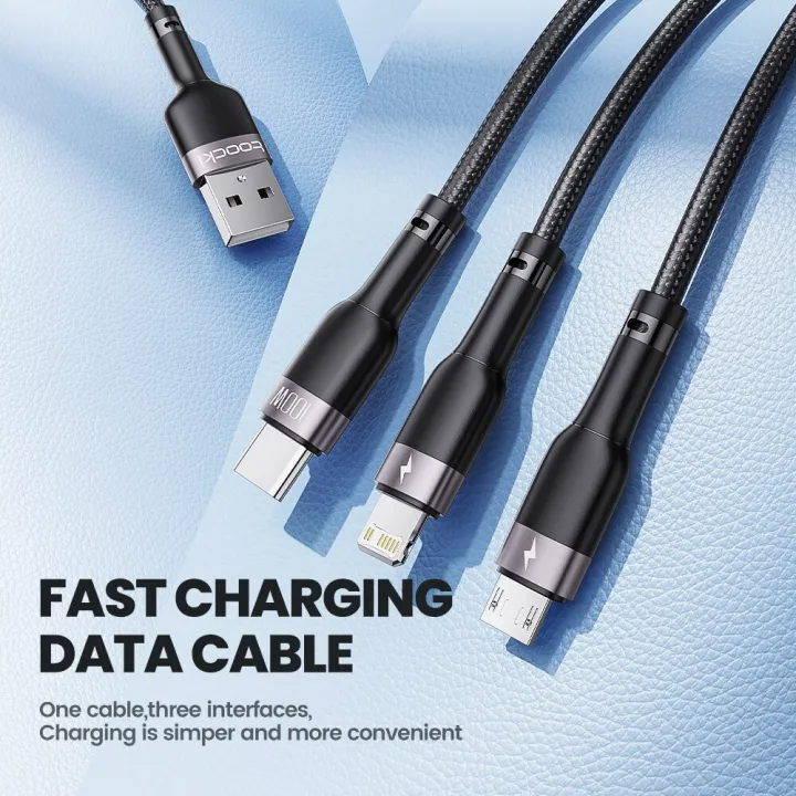 Toocki%203%20in%201%20USB%20Cable%206A%20100W%20Micro%20USB%20Type%20C%20Charging%20Cable%20For%20iPhone%2014%2013%2012%20%20%20%2013%20%20%20Data%20Cord%20-%20Image%202