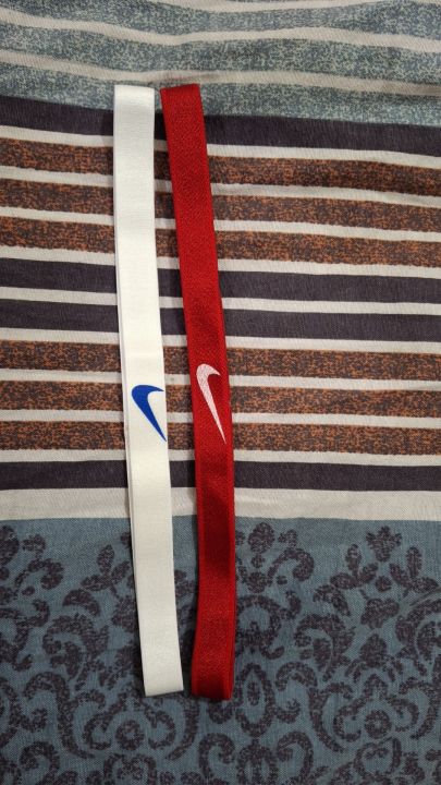 2pcs Women Men Elastic Sports Football Yoga Hairband Headband Hair Rope ( Red and White )