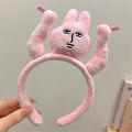 1pc Fun Raise Your Hands to Pull Your Hair, Pink Bunny Headbands, Funny Fun Headbands, Grab Bangs, Hair Ties, Cartoon Headwear. 