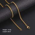 Skyrim Fashion 60cm Long Box Chain Necklace Men Stainless Steel Black Gold Color Link Chains Basic Punk Jewelry Wholesale. 