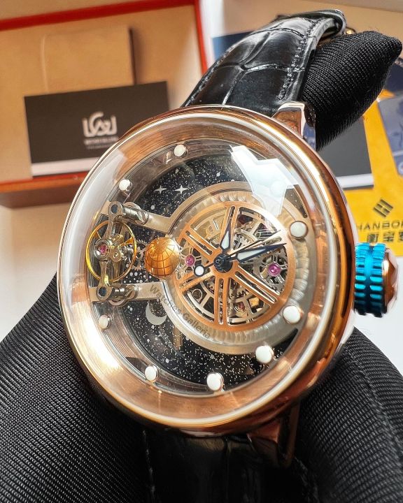 Hanboro SPR 968 Astronomia 44mm Sapphire Crystal Glass Classy Luxury Men Watch Homage of Jacob n Co Tourbillon Deployment Clasp Buckle Latest Limited Edition