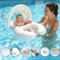 Baby Mother Swim Ring With Sun Canopy Double Seat Inflatable Float Ring Kids Parent-child Swimming Pool Float Seat.