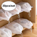 30 PCs woven shoes bag drawstring storage bag mouth tight bag Sun shoes small white dust-proof yellow air dry travel bag. 