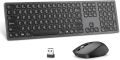 German Imported Rechargeable Wireless Keyboard Mouse Combo, seenda Ultra Quiet Full-Sized Cordless Keyboard and Mouse Set with 3 Level DPI and Long Battery Life for Windows Laptop Computer - Space Gray. 