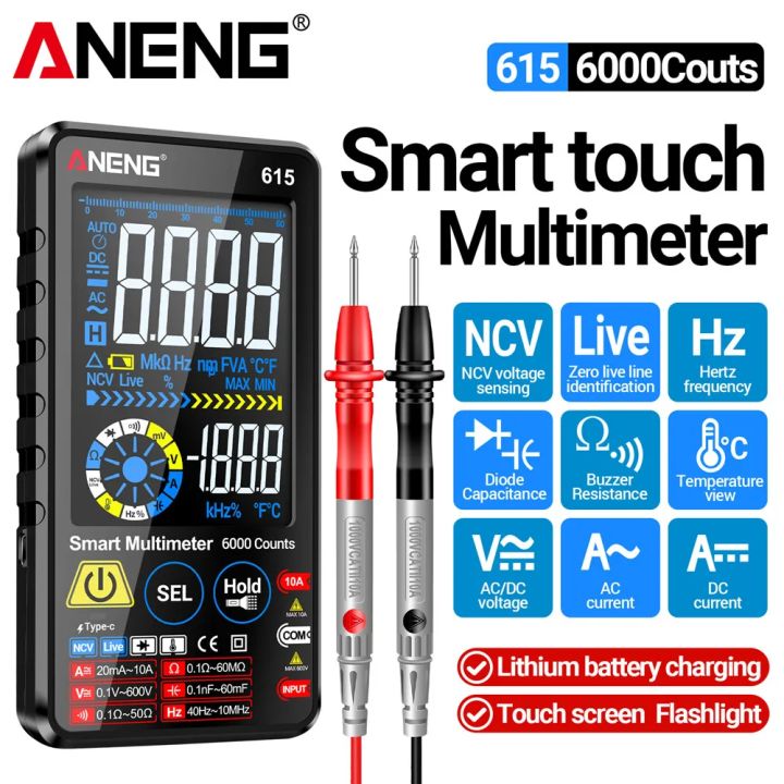 Digital Multimeter Rechargeable ANENG 615 Smart AC/DC Voltage Current ...