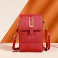 Touch Screen Mobile Phone Bag, Mini Flap Crossbody Bag, Fashion Faux Leather Purse, Vertical Wallet With Card Slots.
