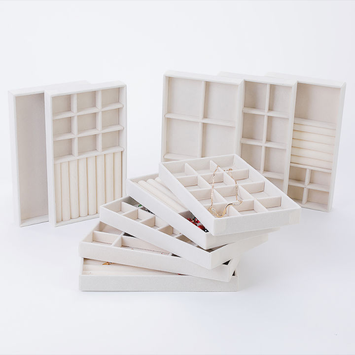 1PC, Flocking Jewelry Box Jewelry Tray, Color: Beige