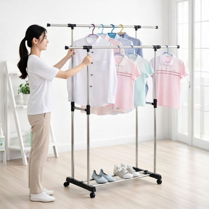 Indoor%20Double%20pole%20Durable%20Double%20Pole%20%20Telescopic%20Heavy%20Duty%20Cloth%20Rack%20Heavy%20Duty%20Double%20Pole%20Rack%20Organizer%20Hanger%20Rack%20-%20Image%204