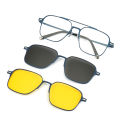 Metal 3 In 1 New Style Magnet Clip On Glasses Frame Trend Polarized Sunglasses For Men 2023 Optical Computer Glasses UV400 7009. 