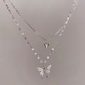 New fashion silver butterfllies design pendant with double layers chain necklace. 