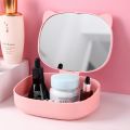 Cat ears foldable storage box stand makeup mirror makeup mirror table makeup mirror ins style. 