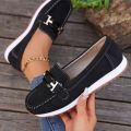 Spring New Women's Buckle Low-top Casual Shoes Fashion Round-toed Vulcanized Shoes Comfortable Slip-on Women's Flat Shoes. 