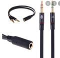 1 female to 2 3.5mm male plug y splitter stereo audio adapter cable. 