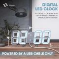 3D Digital Alarm Clock, Large Size Desk Clocks, Modern Design LED Wall Clocks, 12/24H Time/Date/Temperature Display, Nightlight/Brightness Adjustable, Kitchen/Office/Living Room/Classroom (White Light). 