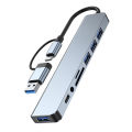 8 in 2 USB +Type C HUB Docking Station with 3.5mm Audio Jack Adapter for Micro SD Card Reader Laptop Tablet Phone Disk Converter.