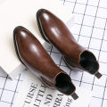 New Chelsea Boots Men Shoes PU Brown Fashion Versatile Business Casual British Style Street Party Wear Classic Ankle Boots. 