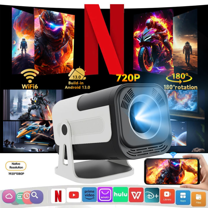 HY320 Mini Projector | 4K Android 13 Projector Native 720P 390 ANSI ...
