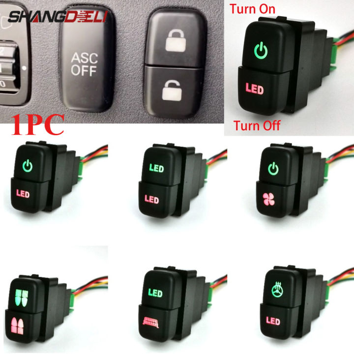1PC Car Dual Switch LED Power Front Rear Light Switch Button with wire ...