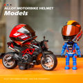 1:12 Q version alloy motorcycle rider simulation deformed doll helmet figurine figurine model. 