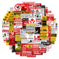 Warning Signs Stickers [75Pcs] Mini Bans Cautions Directions Stickers for Boys/Teens/Adults,Vinyl Stickers For Helmet. 