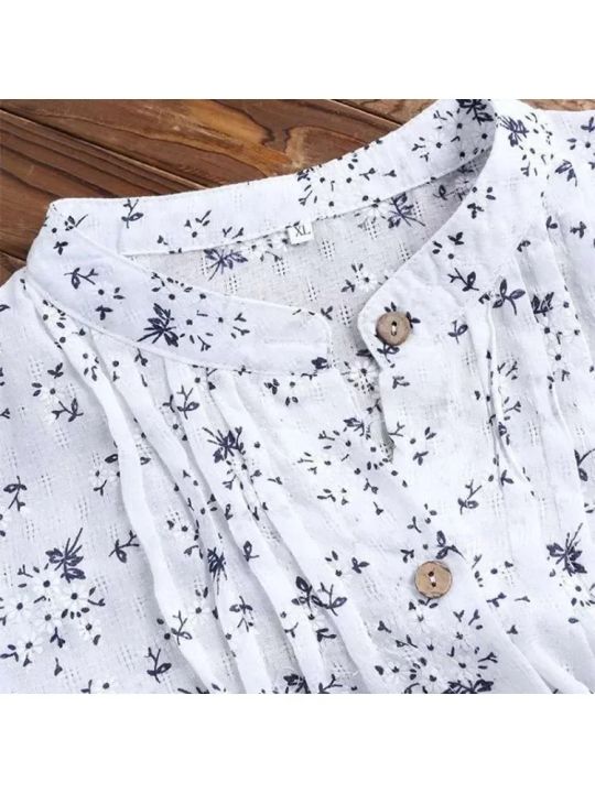 Plus%20Size%20Women's%20Shirts%202025%20New%20White%20Long%20Sleeve%20Casual%20Cute%20Sweet%20Blouses%20Elegant%20Fashion%20Flower%20Printed%20Lapel%20Button%20Up%20Top%20-%20Image%203
