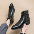 Black Western Boots for Men Cowboy Brown Chelsea Boots Zipper Ankle Business Boots Size 38-46 Free Shipping. 