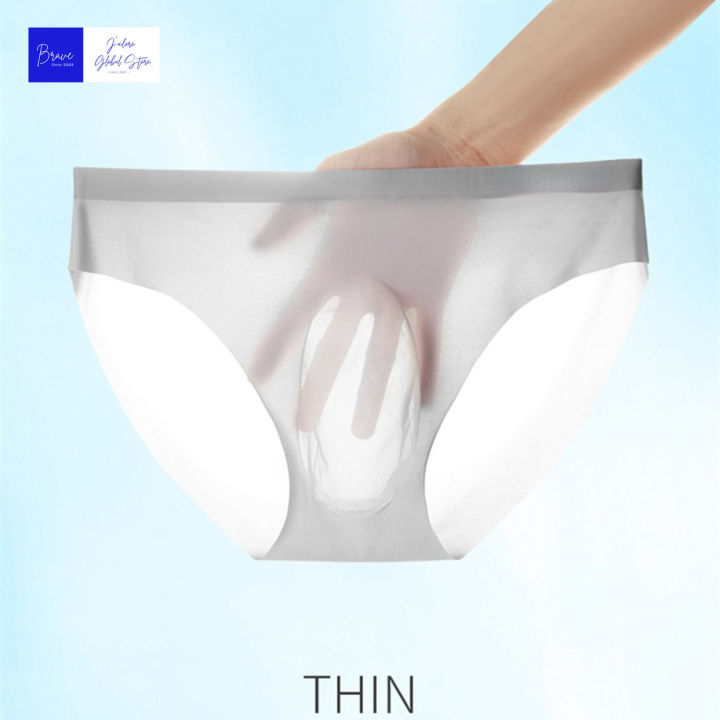 1Pc Ice Silk Men's Briefs Underpants Breathable Man Underwear Briefs Transparent Men Underwear Summer Mens Panties