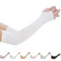 Let's slim arm UV protection sleeve finger print outdoor running driving gloves cool arm sleeves free size. 