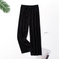 Women's Ice Silk Pleated Pants Summer New Loose Thin Cool Breathable Straight Trousers Solid Color Elastic All-match Casual Pant. 