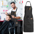 Denim Apron Salon Working Clothes Barber Cloth Kitchen Cooking Grill Restaurant Bar Shop Cafes Baking Beauty Nails Uniform.