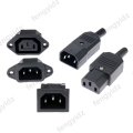 IEC320 C14 C13 Electrical AC Socket 3 Female Male Inlet Plug Connector 3pin Socket Mount. 