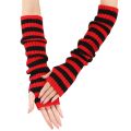 Botvotee Arm Warmers Free Shipping Sleeves for Women Y2k Accessories Stripe Knit Winter Extend Sleeves Half Finger Gloves Black.