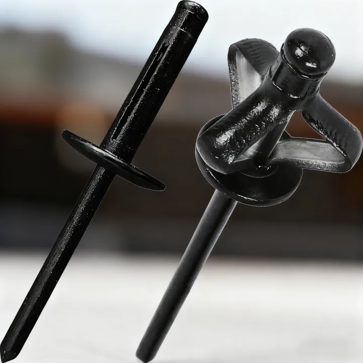 Full Black Painted Aluminium Trifold Blind Rivets Large Flange Bulb ...