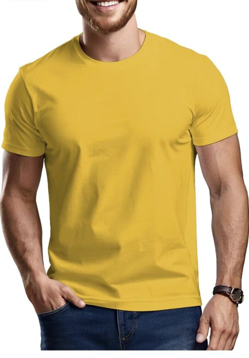 95% cotton Mens Crewneck T Shirt Plain, Relaxed Fit Basic T Shirts