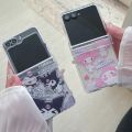Stand Holder Cute Cartoon Sanrio Kuromi My Melody Phone Case For Samsung Galaxy Z Flip 7 6 5 4 3 Cases TPU Cover With Lanyard. 