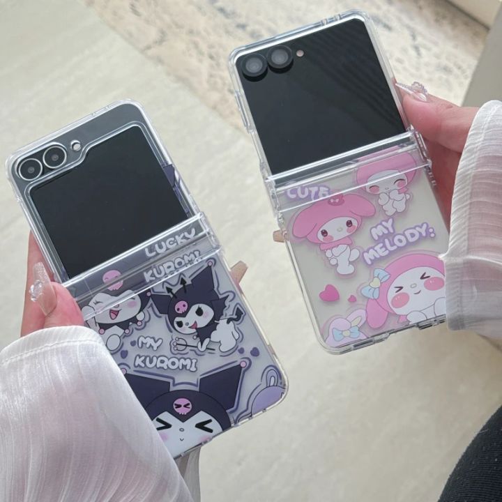 Stand%20Holder%20Cute%20Cartoon%20Sanrio%20Kuromi%20My%20Melody%20Phone%20Case%20For%20Samsung%20Galaxy%20Z%20Flip%207%206%205%204%203%20Cases%20TPU%20Cover%20With%20Lanyard%20-%20Image%205