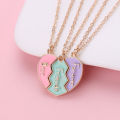 Luluo&baby 3Pcs/Set Cute 3-color Heart Broken Stitching Magnetic Best Friend Necklace for Girls Kids BFF Friendship Jewelry Gift. 