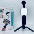 STTKGZD Smartphone Vlogging Kit With Tripod Phone Holder Mini Microphone Fill Light Starter Handle Portable Stabilizer Bracket.