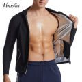 Vensslim Men Sauna Sweat Suit Zipper Waist Trainer Slimming Tops with Packet Fat Burner Body Shaper Belly Trimmer Slim Corset. 
