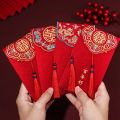 3Pcs/set Traditional Chinese Wedding Red Envelope with Tassel Lucky Money Packets Blessing Red Packet.
