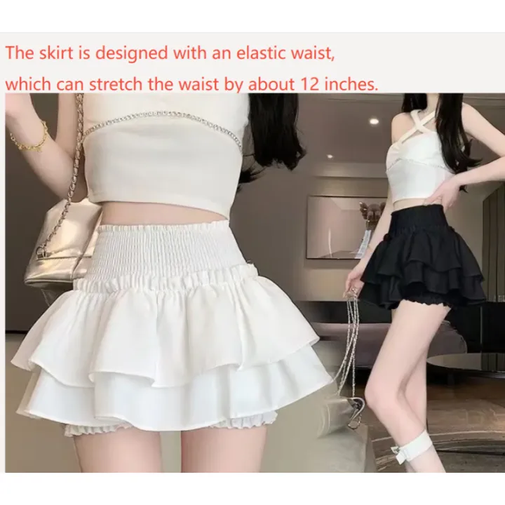 Princess%20Kawaii%20Sweet%20Mini%20Skirt%20Elastic%20High%20Waist%20Ballet-Style%20Tiered%20Skirt%20New%20White%20Casual%20Matching%20Girl's%20Short%20Cake%20Skirt%20-%20Image%204