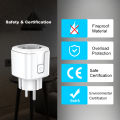 Zigbee3.0 Smart Socket European Plug 20A with Power Metering Alexa Voice Mobile APP Remote Control Home Assistant Zigbee2MQTT. 